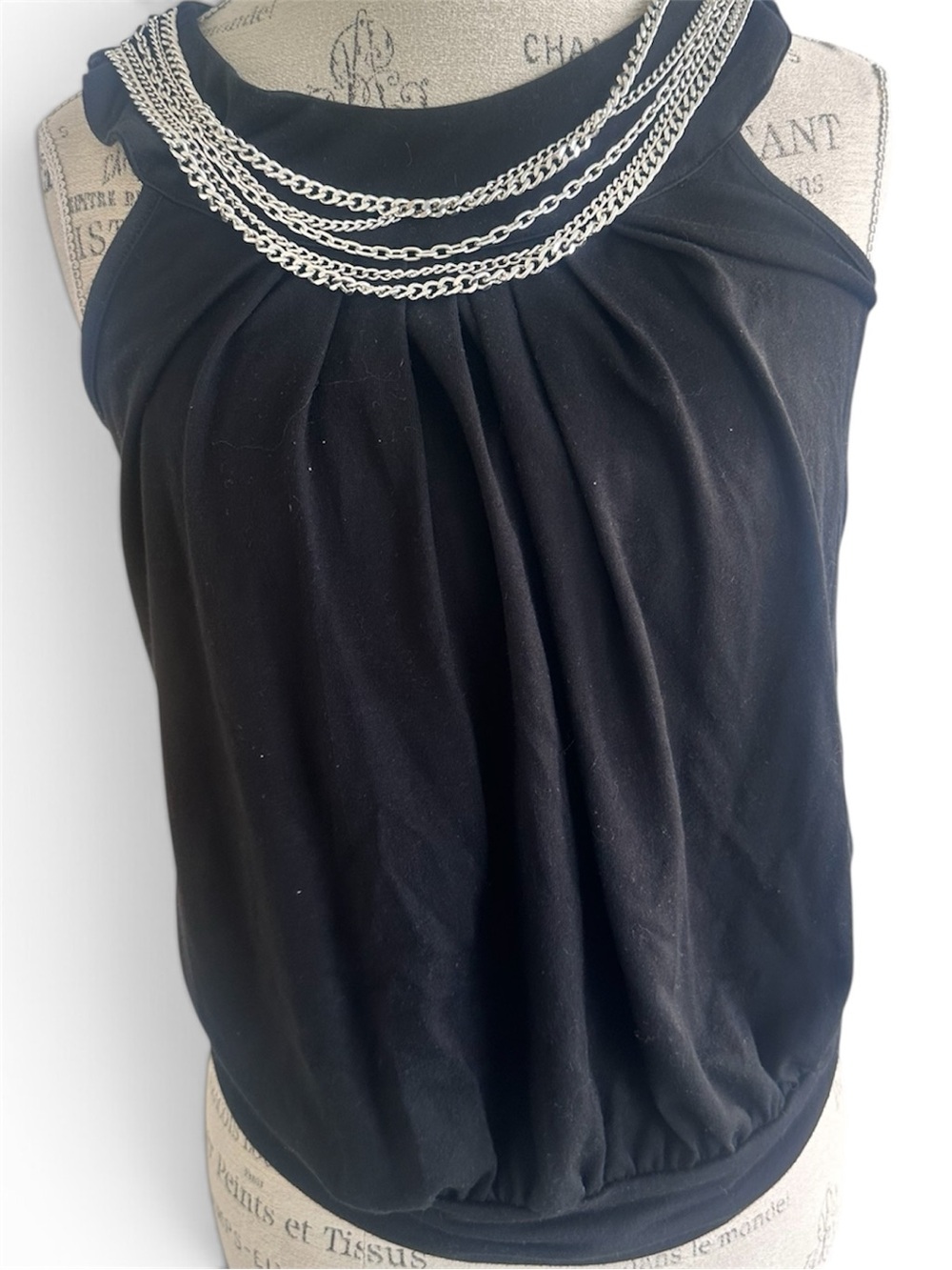 MICHAEL KORS Classic Black Pleated Women's Tank Top Sz PM- fits like S-M